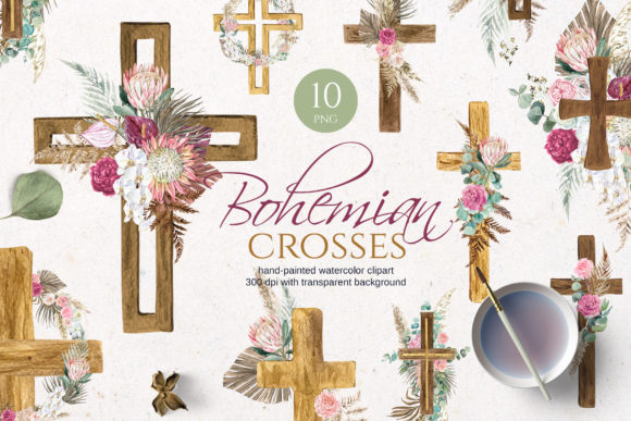 Boho Floral Cross Clipart: A Versatile Asset for Modern Creatives