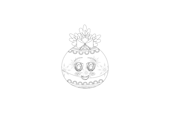 Christmas Ball Kawaii Decor Floral Line Digital Asset