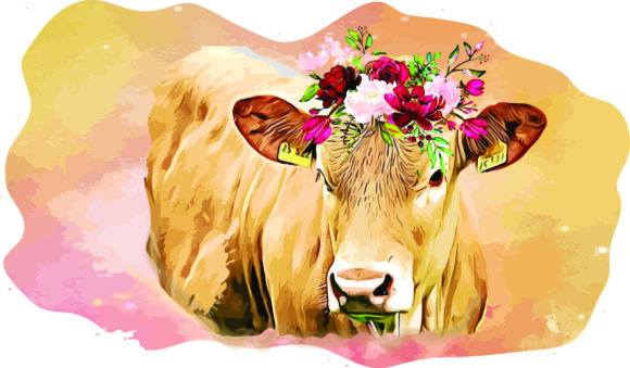 Cow Floral PNG Sublimation Graphics for Creative Projects