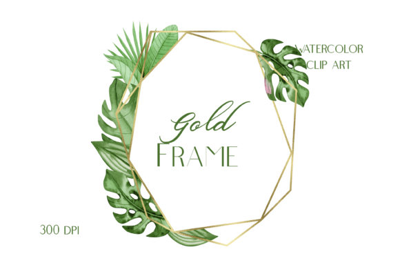 Elevate Your Creative Projects with the Watercolor Gold Frame Floral Tropical