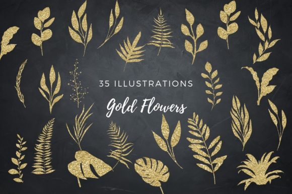 Gold Glitter Floral Clip Arts: Elevating Your Digital Designs
