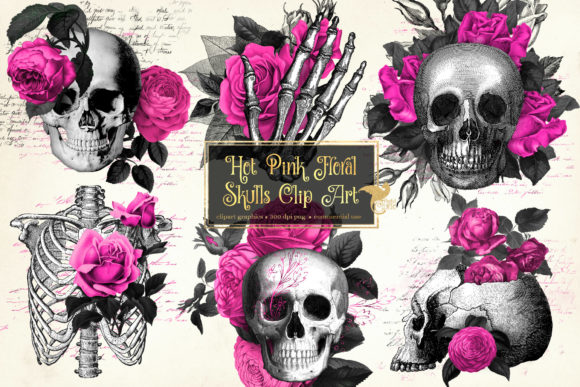 Hot Pink Floral Skulls: Combining Antique Charm with Bold Modern Style