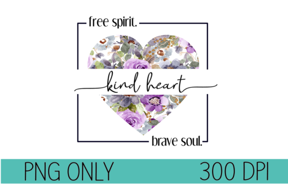 Kind Heart Lavender Floral: A Sublimation-Ready PNG for Creative Projects