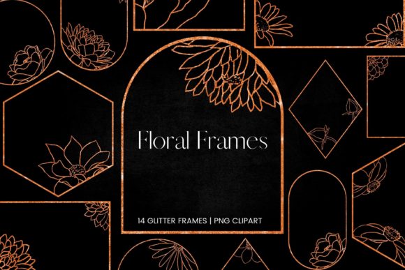 The Allure of Copper Glitter Floral Frames Clipart